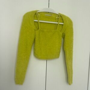 Alice + Olivia Lime Green Fuzzy Top